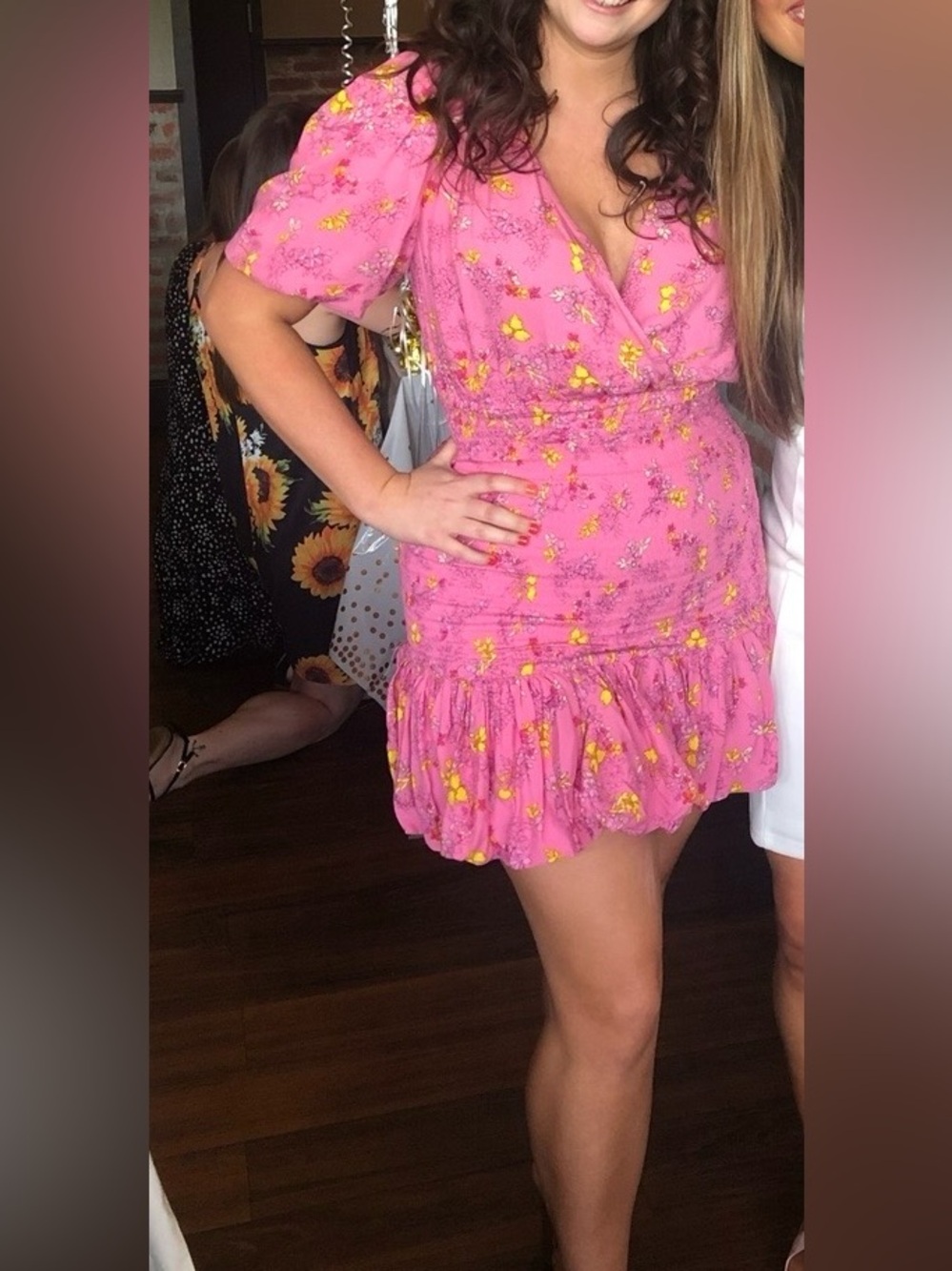 Pink Floral Ruffle Mini Dress - Picture 4 of 5